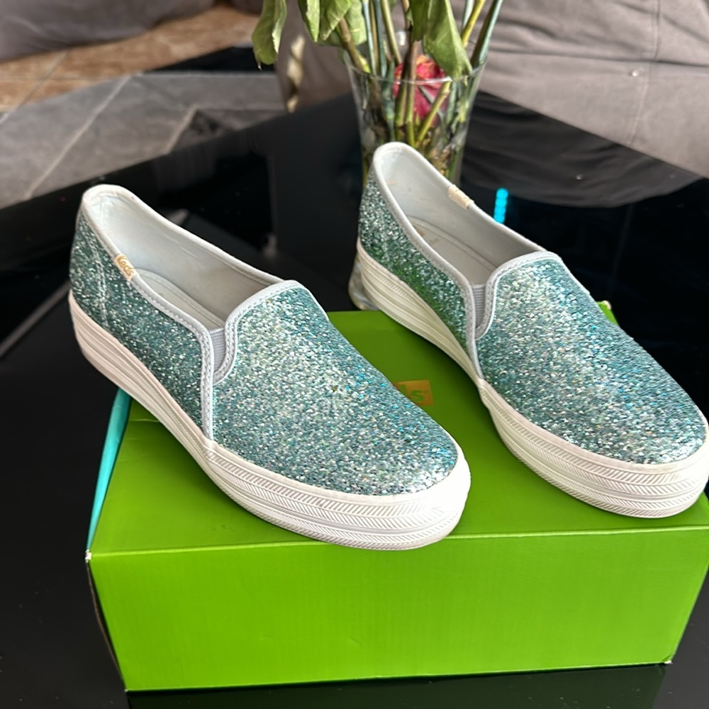 Kate Spade Glitter Blue Triple Deck Slip-On